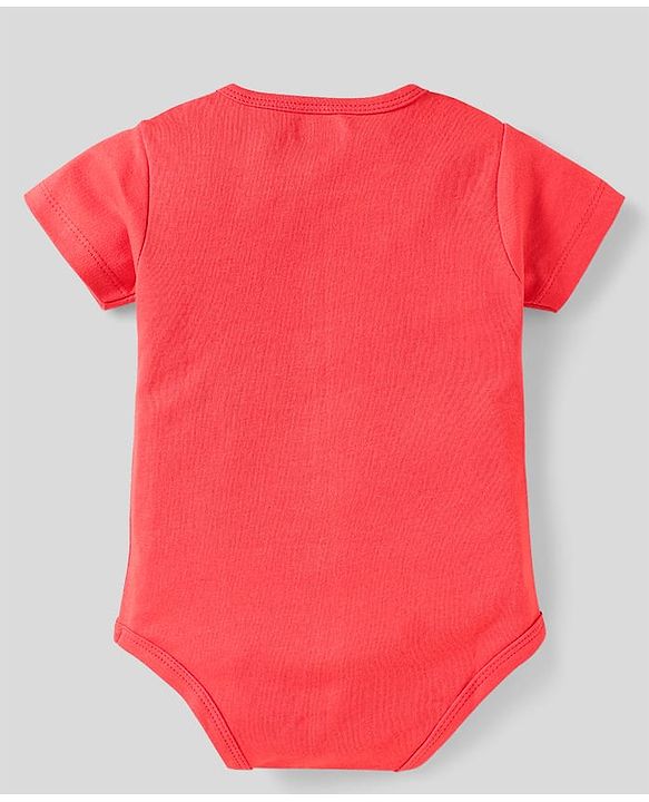 Babyhug 100% Cotton Half Sleeves Onesies With Stripes & Fruit Print Pack of 3 - Red Yellow & White