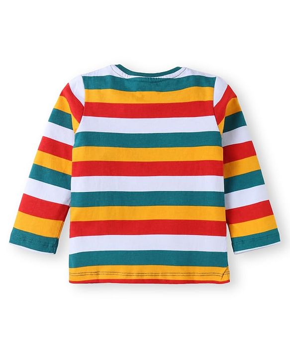Babyhug Cotton Knit Full Sleeves T-Shirts with Stripes & Patch Detailing Pack of 3 - Multicolor