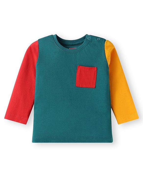Babyhug Cotton Knit Full Sleeves T-Shirts with Stripes & Patch Detailing Pack of 3 - Multicolor