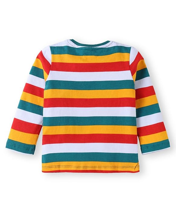 Babyhug Cotton Knit Full Sleeves T-Shirts with Stripes & Patch Detailing Pack of 3 - Multicolor