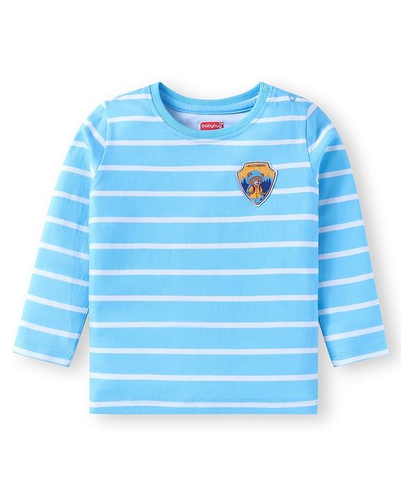 Babyhug Cotton Knit Full Sleeves T-Shirts with Stripes & Patch Detailing Pack of 3 - Multicolor