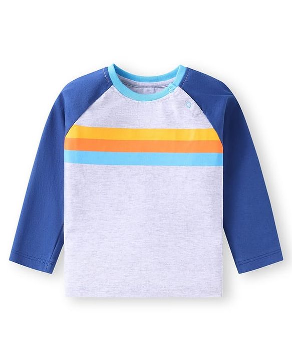 Babyhug Cotton Knit Full Sleeves T-Shirts with Stripes & Patch Detailing Pack of 3 - Multicolor