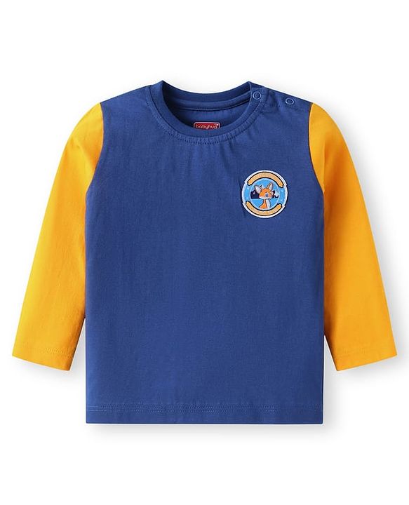 Babyhug Cotton Knit Full Sleeves T-Shirts with Stripes & Patch Detailing Pack of 3 - Multicolor