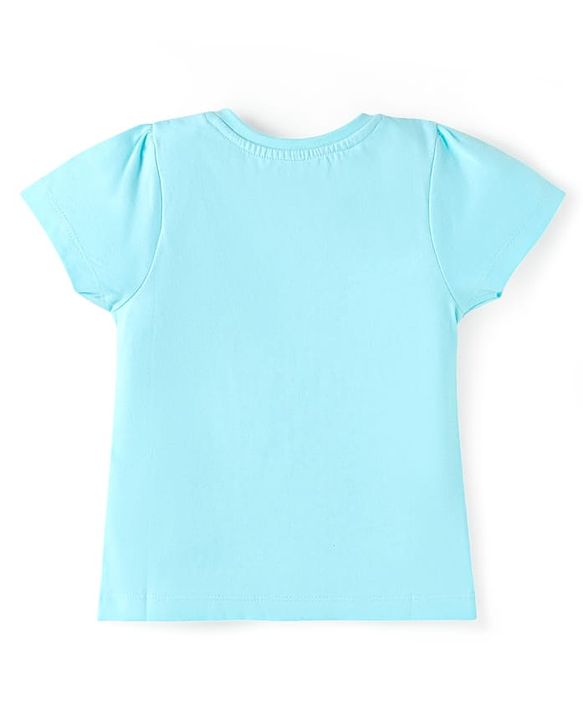 Babyhug Cotton Knit Half Sleeves Shorts Night Suit with Unicorn Print - Light Blue