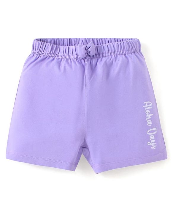 Babyhug Cotton Single Jersey Knit Mid Thigh Shorts Floral & Leafy Print Pack of 3 - Pink Navy & Purple