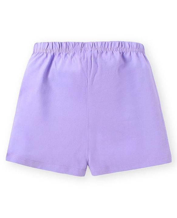 Babyhug Cotton Single Jersey Knit Mid Thigh Shorts Floral & Leafy Print Pack of 3 - Pink Navy & Purple