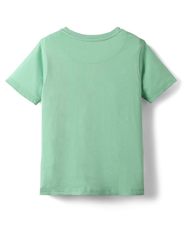 Pine Kids Cotton Knit Half Sleeves T-Shirt With Skate Theme Print - Mint