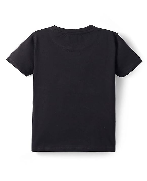 Pine Kids Cotton Knit Half Sleeves T-Shirt With Dino & Cyber Hunt Text Print - Black