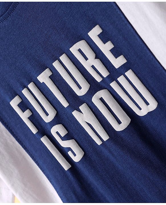 Pine Kids Cotton Knit Half Sleeves T-Shirt with Text Print - Navy Blue