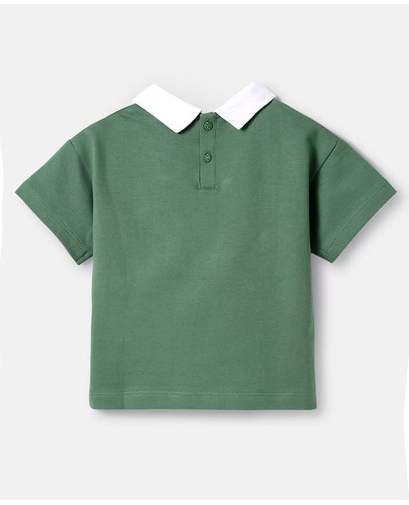 Babyhug Disney Single Jersey Knit Half Sleeves Overlapped T-Shirt & Skirt Set With Daisy Duck Graphics - Dark Green