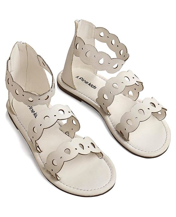Pine Kids Zip Closure Sandals - White