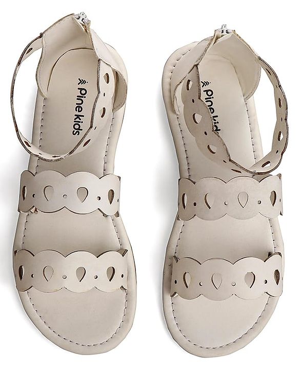 Pine Kids Zip Closure Sandals - White