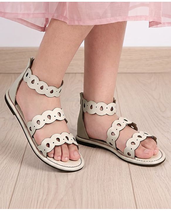 Pine Kids Zip Closure Sandals - White