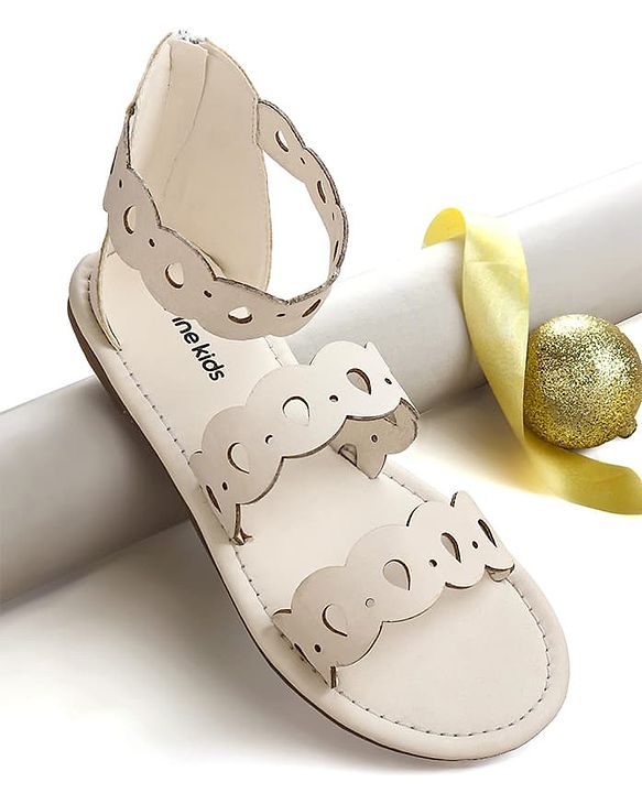 Pine Kids Zip Closure Sandals - White