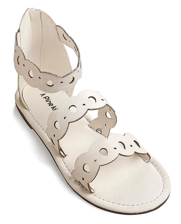 Pine Kids Zip Closure Sandals - White