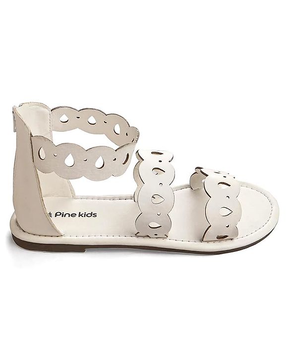 Pine Kids Zip Closure Sandals - White