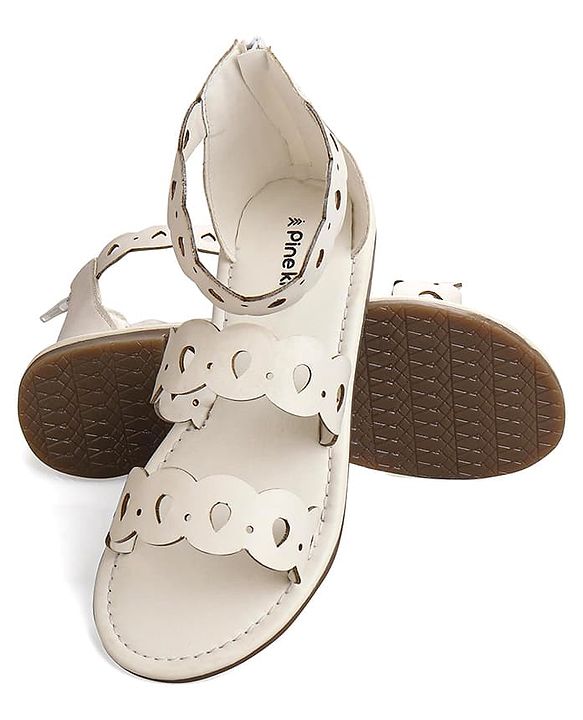 Pine Kids Zip Closure Sandals - White