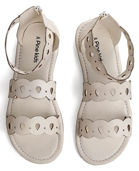 Pine Kids Zip Closure Sandals - White