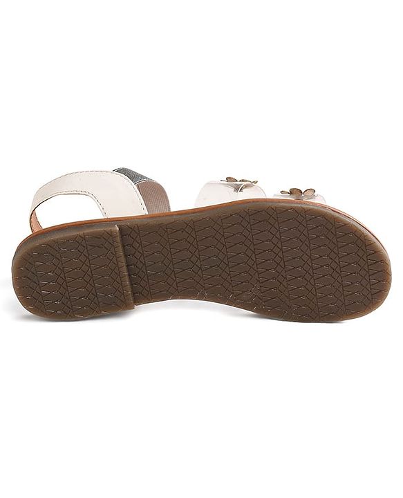 Pine Kids Transparent Straps Sandals with Floral Appliques - Silver