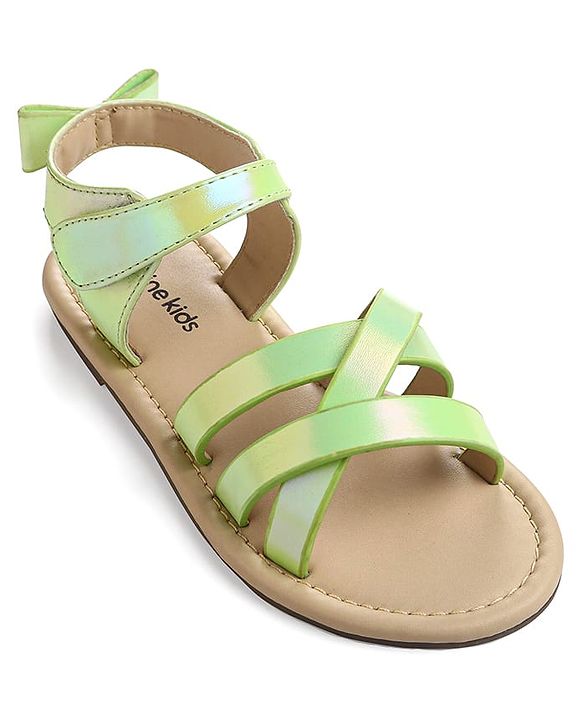Pine Kids Velcro Closure Sandals With Bow Applique - Green