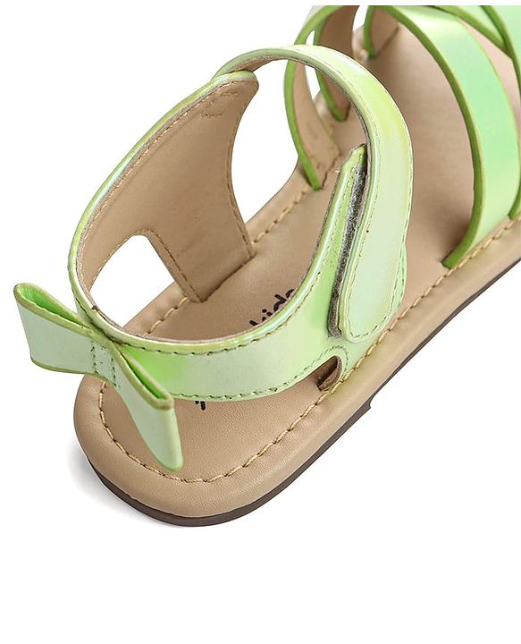 Pine Kids Velcro Closure Sandals With Bow Applique - Green