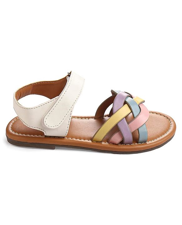 Pine Kids Velcro Closure Sandals - White