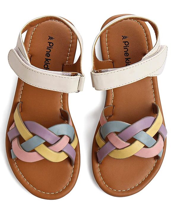 Pine Kids Velcro Closure Sandals - White