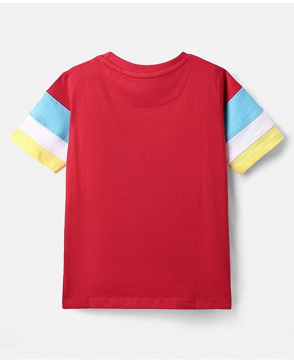 Pine Kids Cotton Knit Half Sleeves Cut & Sew T-Shirt - Red