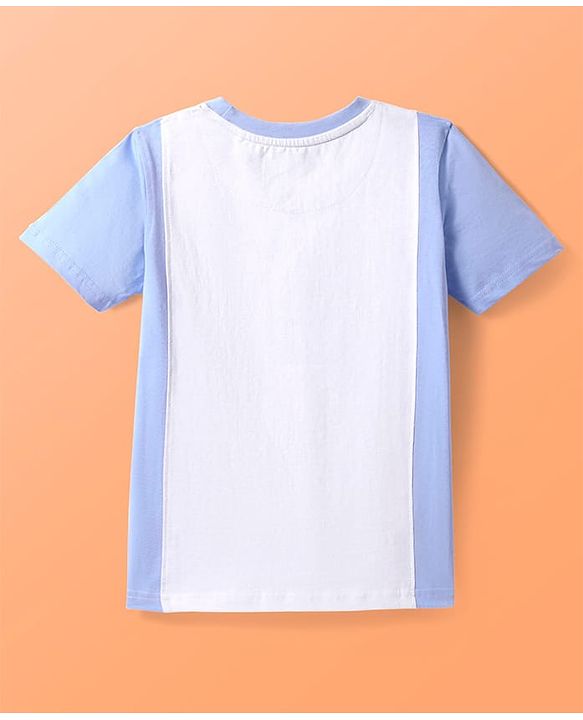 Pine Kids Cotton Knit Half Sleeves T-Shirt with Sports Theme Print - White