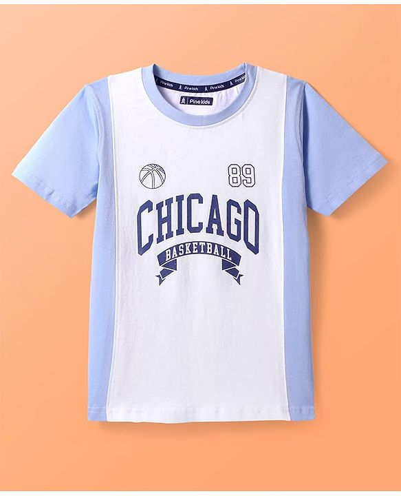 Pine Kids Cotton Knit Half Sleeves T-Shirt with Sports Theme Print - White