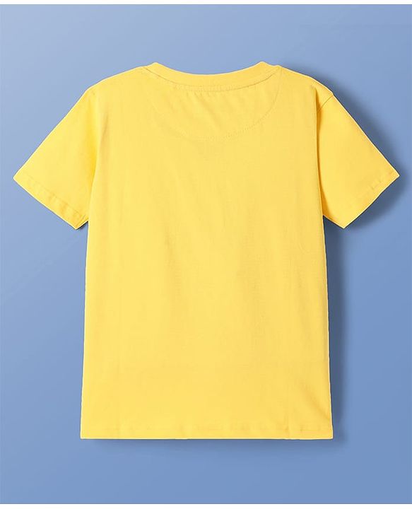 Pine Kids Cotton Knit Half Sleeves T-Shirt With Newyork  Text Print - Yellow