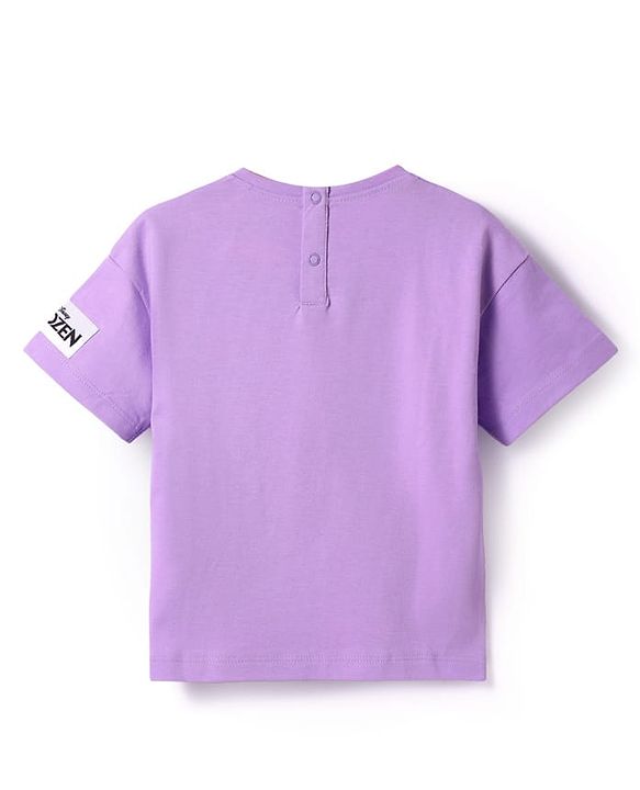 Babyhug Disney Single Jersey Knit Half Sleeves T-Shirt And Lounge Pants Set With Disney Princess Graphics - Lavender