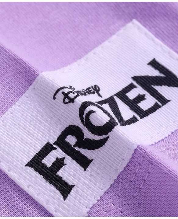 Babyhug Disney Single Jersey Knit Half Sleeves T-Shirt And Lounge Pants Set With Disney Princess Graphics - Lavender
