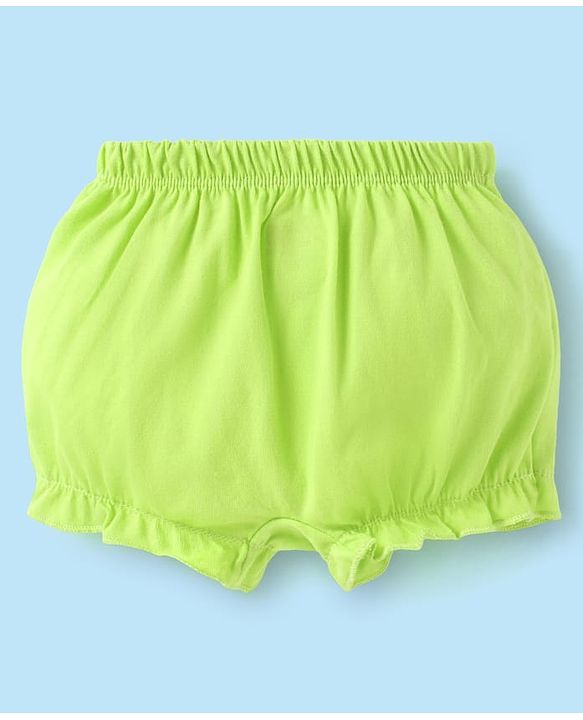 Babyhug 100% Cotton Knit Floral & Polka Dots Printed  Bloomers Pack of 3 - Green Pink & White