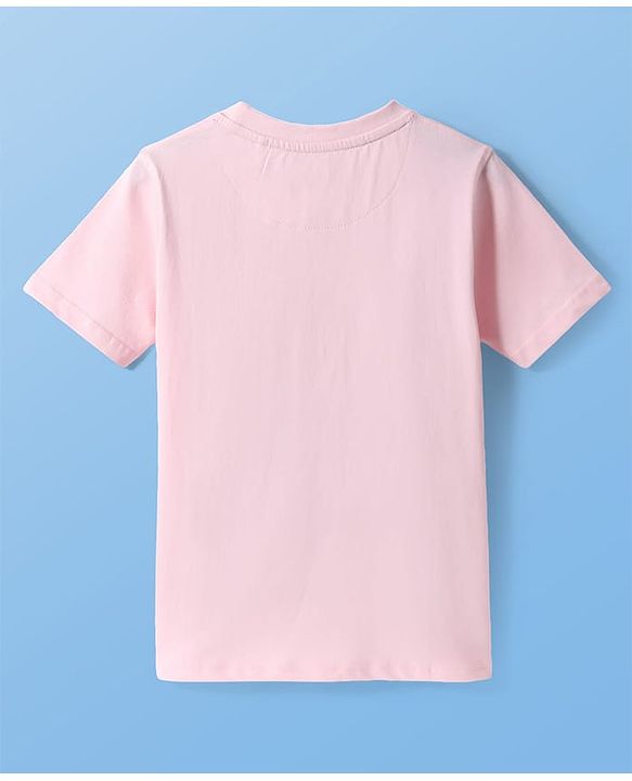 Pine Kids Cotton Knit Half Sleeves T-Shirt with Great Vacation Text - Pink