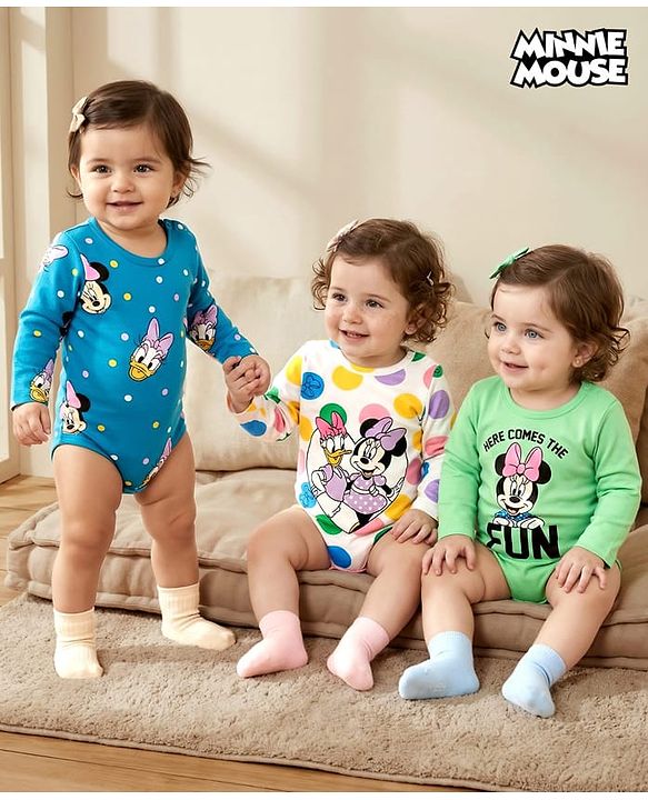 Babyhug Disney Interlock Knit Full Sleeves Onesies With Winnie The Pooh Graphics Pack of 3 - Multicolor