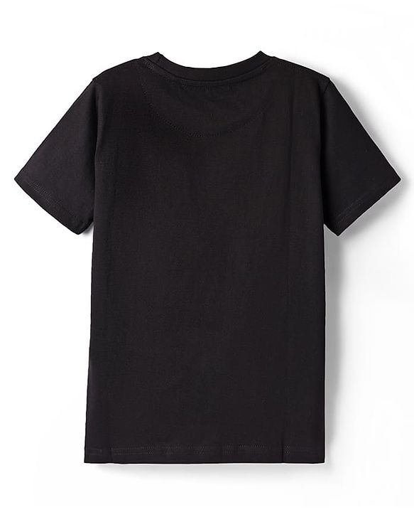 Pine Kids Cotton Knit Half Sleeves T-Shirt With Music Space Text Print - Black