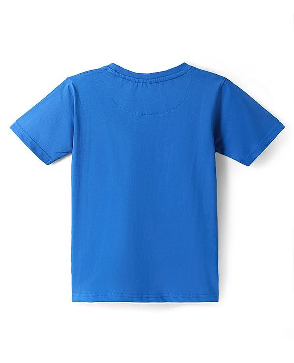 Pine Kids Cotton Knit Half Sleeves T-Shirt with Bigger Power Text Print - Blue