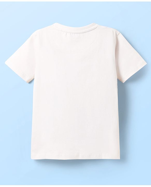 Pine Kids Cotton Knit Half Sleeves T-Shirt With Great Place Text Print - White