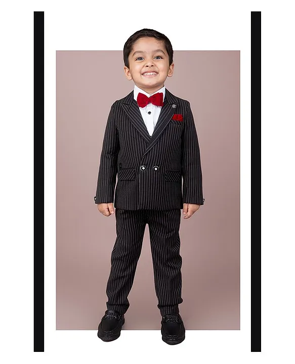 Charcoal Striped Satin Kids Bow Tie Charcoal Striped Satin Kids Bow Tie