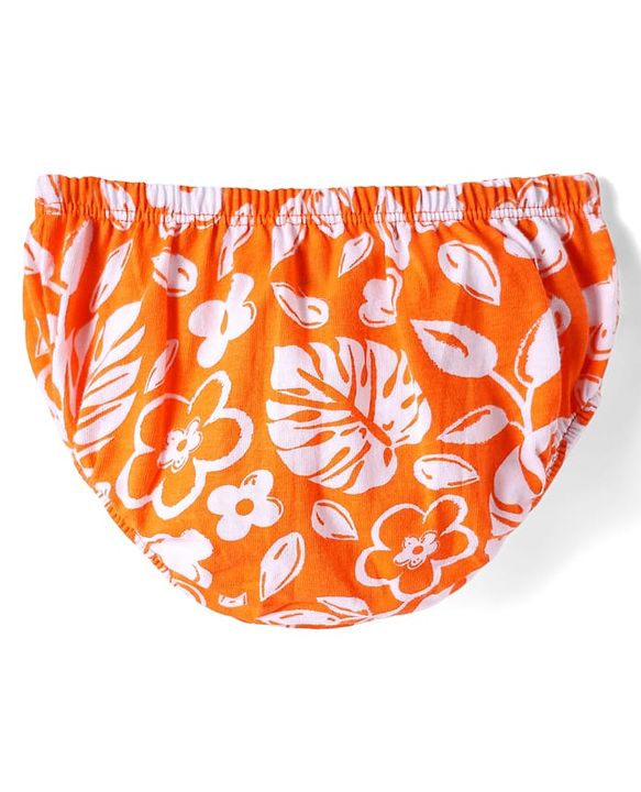 Babyhug Single Jersey Knit Sleeveless Frock With Bloomer with Floral Print & Bow Applique - Orange & White