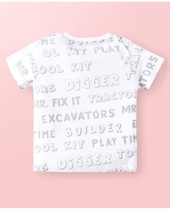 Babyhug Single Jersey Knit Half Sleeves T-Shirt & Shorts Set with JCB  Print -White & Yellow