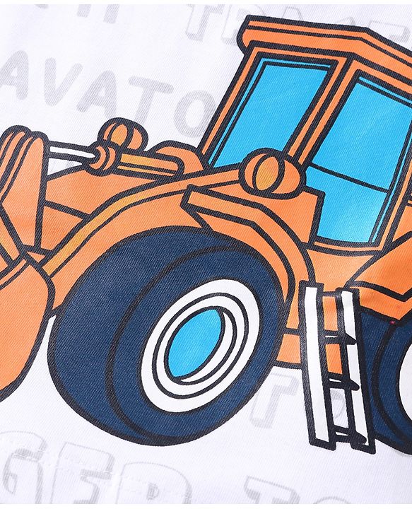 Babyhug Single Jersey Knit Half Sleeves T-Shirt & Shorts Set with JCB  Print -White & Yellow