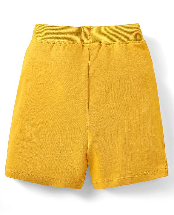 Babyhug Single Jersey Knit Half Sleeves Striped Shirts & Shorts Set With Bunny Print -  Blue & Yellow