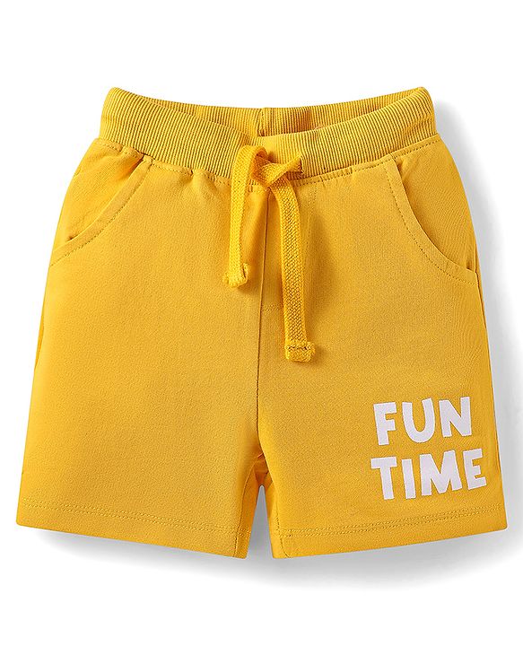 Babyhug Single Jersey Knit Half Sleeves Striped Shirts & Shorts Set With Bunny Print -  Blue & Yellow