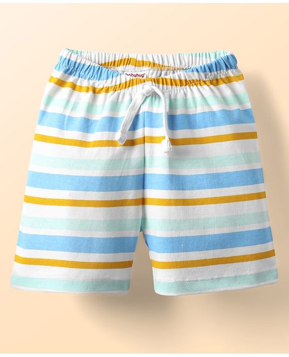 Babyhug Cotton Knit Striped & Pineapple Printed Shorts Pack of 3 - Multicolor