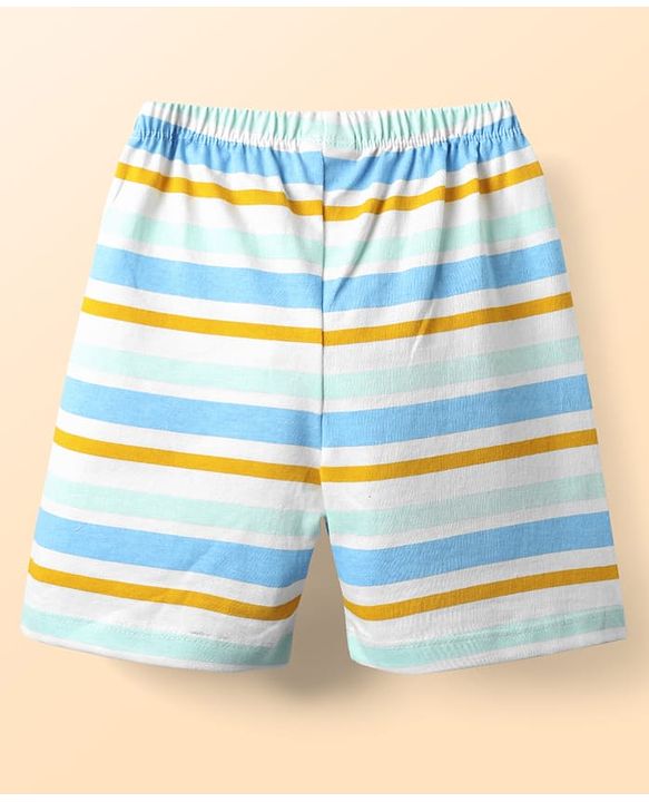 Babyhug Cotton Knit Striped & Pineapple Printed Shorts Pack of 3 - Multicolor