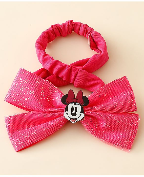 Babyhug Disney Headband With Minnie Mouse Bow Applique Free Size - Fuchsia