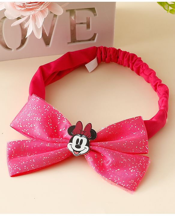 Babyhug Disney Headband With Minnie Mouse Bow Applique Free Size - Fuchsia