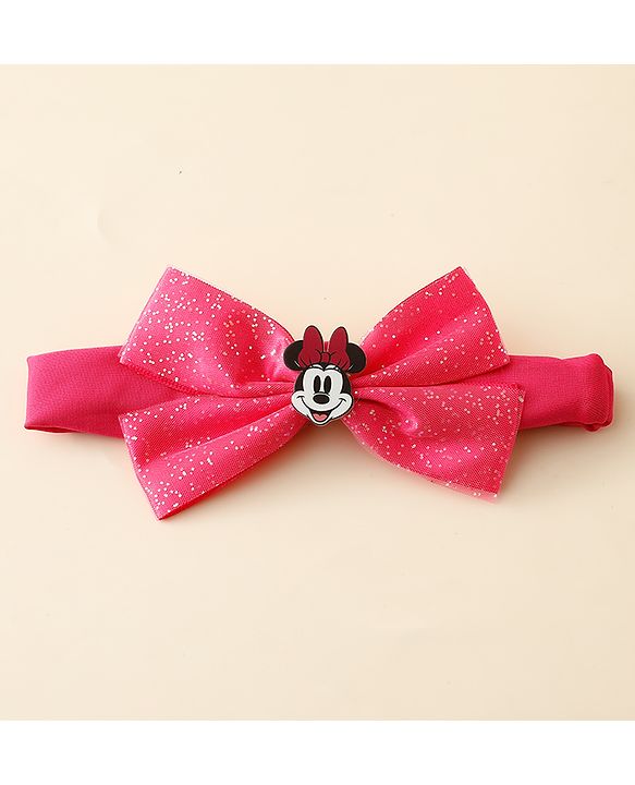 Babyhug Disney Headband With Minnie Mouse Bow Applique Free Size - Fuchsia